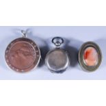 A George III Silver Gilt Oval Vinaigrette, a Silver Sovereign Case and a Vesta Case, the vinaigrette