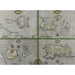 John Speed (1552-1629) - Coloured engraving - Quartered map of Holy Island, Guernsey, Farne and