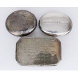 An Edward VII Silver Octagonal Tobacco Box of "Mid 18th Century" Design, and Two Silver Snuff Boxes,