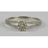 A Solitaire Diamond Ring, Modern, in 18ct white gold mount, set with a solitaire brilliant cut white