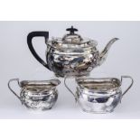 A George V Silver Three-Piece Tea Service of "Georgian" Design, by Atkin Brothers, Sheffield 1935,