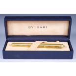 A Gold Plated Fountain Pen, Modern, by Bulgari, 18ct gold nib, cartridge operation, 5.5ins