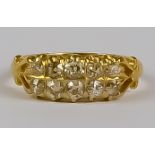 A Ten Stone Diamond Ring, Modern, in 18ct gold mount, set with brilliant cut white diamonds,