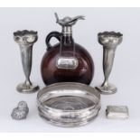 An Edward VII Silver Chick Pattern Pepperette, and Mixed Silverware, the pepperette by Sampson