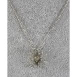 A Diamond Abstract Pendant, Modern, 14ct White Gold, set with brilliant cut white diamonds,