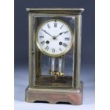 A Late 19th Century French "Four Glass" Mantel Clock, the 3.75ins diameter white enamel dial with