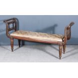 A Regency Mahogany Window Seat, the scroll ends with turned crest rails and with turned spindle
