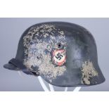 A German World War II Helmet, painted, Double decal