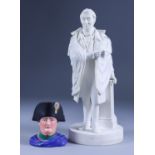 An English Parianware Standing Figure of the Duke of Wellington, 19th Century, the Duke resting