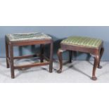 A Mid 18th Century Oak Rectangular Stool, and a George III Mahogany Rectangular Stool, the oak stool