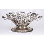 A George V Silver Circular Two-Handled Fruit Basket, by Mappin & Webb, London 1928, with shaped