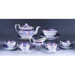 A Newhall Bone China Part Tea Service, Pattern No. 1533, Early 19th Century, comprising - teapot,