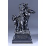 After Claude Michel Clodion (1738-1814) - A bronze group with a male and female figure, he