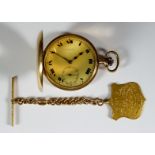 An Eterna Half Hunting Cased Keyless Pocket Watch No. 2065894, the gilt dial with bold Roman