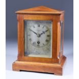 A 19th Century Mahogany Cased Mantel Timepiece, by W. Burgess, the rectangular silvered dial with