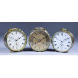 A Late 19th/Early 20th Century French Brass Cased Desk Clock, No. 5782, the 3.75ins diameter gilt