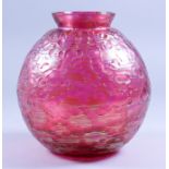 A Continental Pink Glass Vase, Late 19th/Early 20th Century, in the Loetz Manner, 7ins high