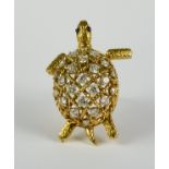 An 18ct Gold and Diamond Turtle Brooch, by Cartier, 1960's, the 18ct gold turtle and shell set