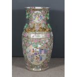 A Large Chinese "Cantonese" Baluster Shaped Porcelain Vase, Modern, enamelled in colours with