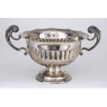 An Edward VII Silver Circular Two-Handled Bowl, by Walker & Hall, Chester 1906, with shaped rim