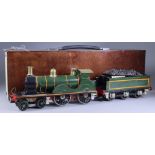 A Modern Gauge 1 Scratch Built 4-4-0 Live Steam Tank Locomotive, and Tender, in green and orange