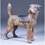 A Hubley Cast Iron Terrier Doorstop, Early 20th Century, naturalistically painted in cold enamels,