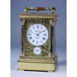 An Early 20th Century Carriage Clock, by L'Epee, the 2.25ins diameter white enamel dial with Roman