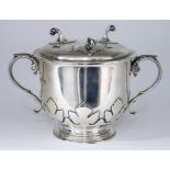 A George V Silver Circular Two-Handled Porringer and Matched Circular Stand, each by Catchpole &
