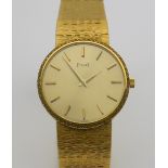 A Piaget Manual Wind Dress Wristwatch, 18ct Gold Cased, 32mm diameter, the champagne dial with