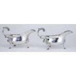 A Pair of Edward VII Silver Oval James Pattern Sauce Boats, by C. S. Harris & Sons Ltd, London 1909,