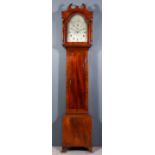 A George III Mahogany Longcase Clock, by James Lock of Bath, the 12ins arched silvered dial engraved