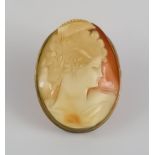 A Cameo Brooch, 20th Century, gilt metal mount, 50mm x 40mm, gross weight 17.3g