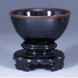 A Chinese "Jian" Ware Ash Glazed Tea Bowl, 20th Century, 3.875ins (9.