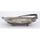A George V Silver Oval Cake Basket, by Joseph Gloster Ltd, Birmingham 1925, the plain body with C-