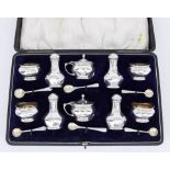 A George VI Silver Ten-Piece Condiment Set, by Gorham Manufacturing Company, Birmingham 1938, of