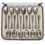 A Set of Twelve George V Silver Tea Spoons, by William Hutton & Sons Ltd, London 1911, with reeded