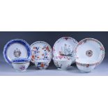 A Small Collection of Chinese Porcelain Tea Bowls and Saucers, 18th Century, variously decorated