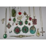 A Large Quantity of Silver and Gem Set Silver Jewellery, various, modern, total gross weight 21ozs