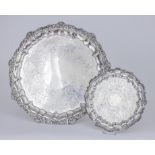 An Early Victorian Silver Circular Salver and a Late Victorian Waiter, the salver by Charles Lias,