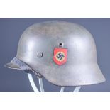 A Rare German World War II M35 Waffen -SS Parade Helmet, in green with double decals for SS