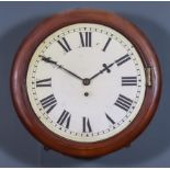 A Victorian Mahogany Cased Dial Wall Clock, the 12ins diameter painted metal dial with Roman