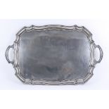 A George V Silver Rectangular Two-Handled Tray, by Walker & Hall, Sheffield 1939, with shaped and