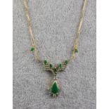 An 18ct Emerald and Diamond Necklace, Modern, set with tear drop emeralds, approximate weight 2ct,
