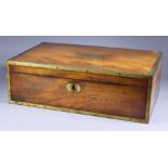 An Early 19th Century Brass Bound Mahogany Rectangular Writing Box, with fitted interior, the lid