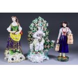A Derby Porcelain Figure of a Milk Maid, Early 19th Century, holding three milk churns, 7.25ins