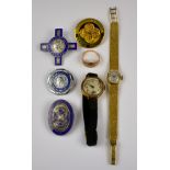 A Mixed Lot of 9ct Gold, Various, comprising - a lady's Valex 9ct gold cocktail watch, the silver