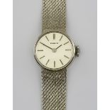 A Lady's Tissot Manual Wind Wristwatch, Modern, 9ct Gold White Gold Cased, 18mm diameter, the silver