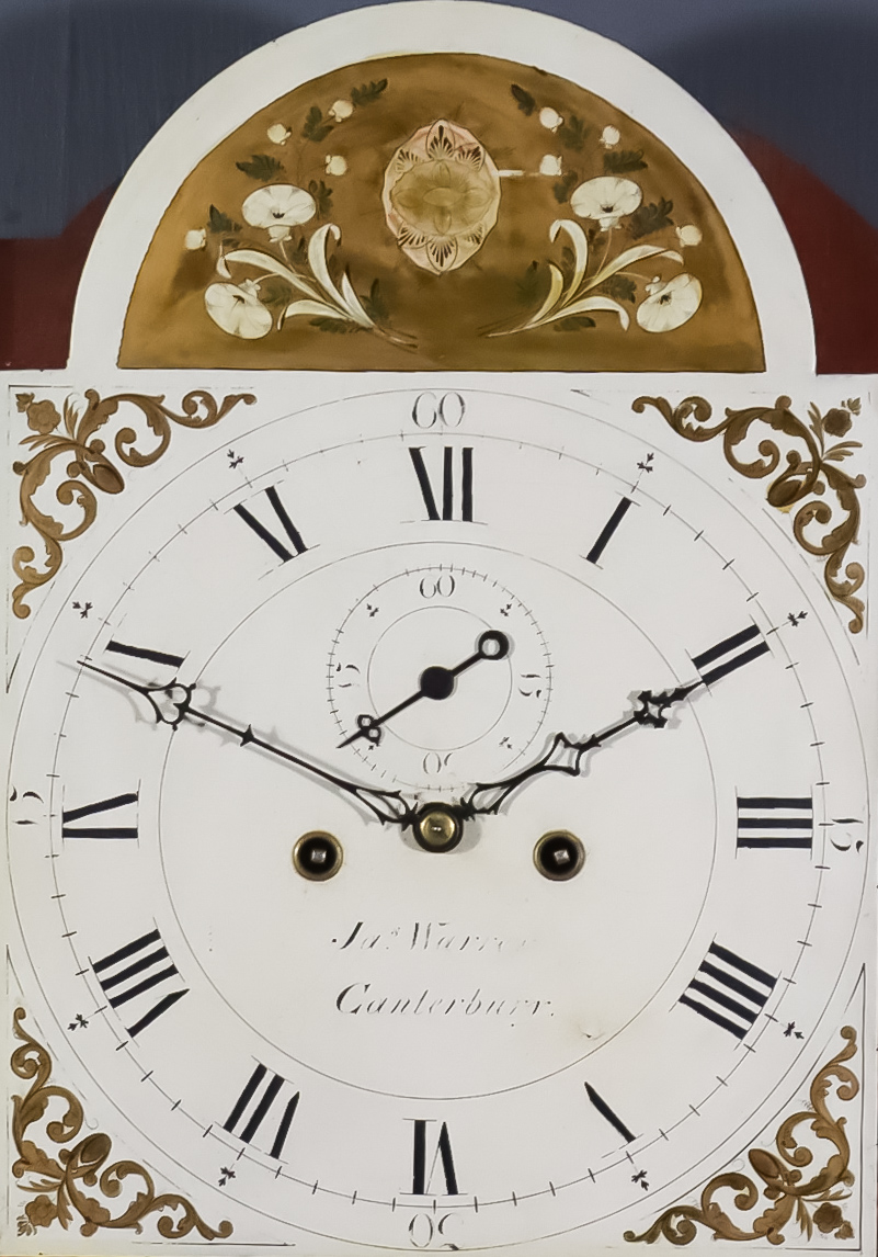 A George III Mahogany Longcase Clock, by James Warren of Canterbury, the 12ins arched painted - Image 2 of 2