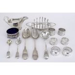 A Pair of George III Silver Fiddle Pattern Table Spoons and Mixed Silver and Plated Ware, the