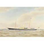 Harold Percival (1868-1914) - Watercolour - Masted steam vessel at sea with other steam ships and